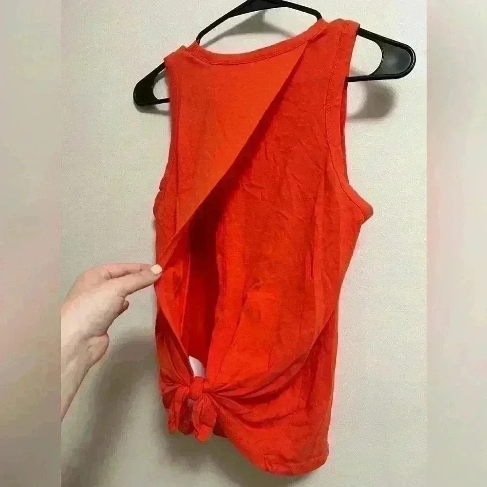 J. Crew - Women’s Open‎ Back/Knotted Sleeveless Orange/Red Top - Size Small